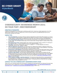 Cybersecurity Awareness Month 2021 - Creating Passwords Tip Sheet